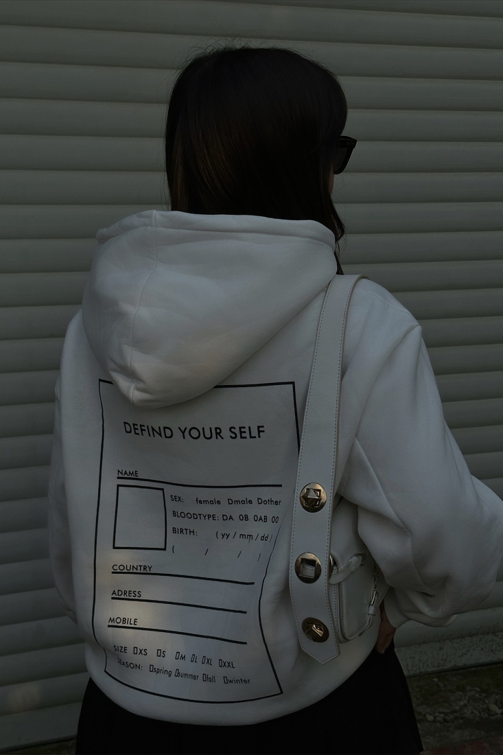 Beyaz Arkası Baskılı Oversize Sweat ATE3427 - EYYO ATELIER