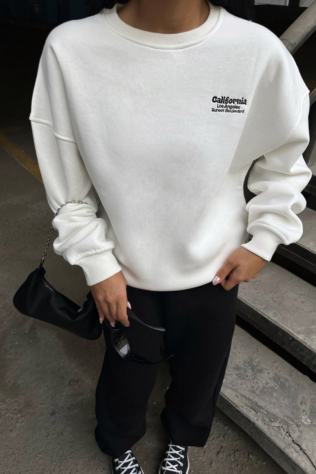 Beyaz Arkası Yazılı Sweat ATE-0279 - 3