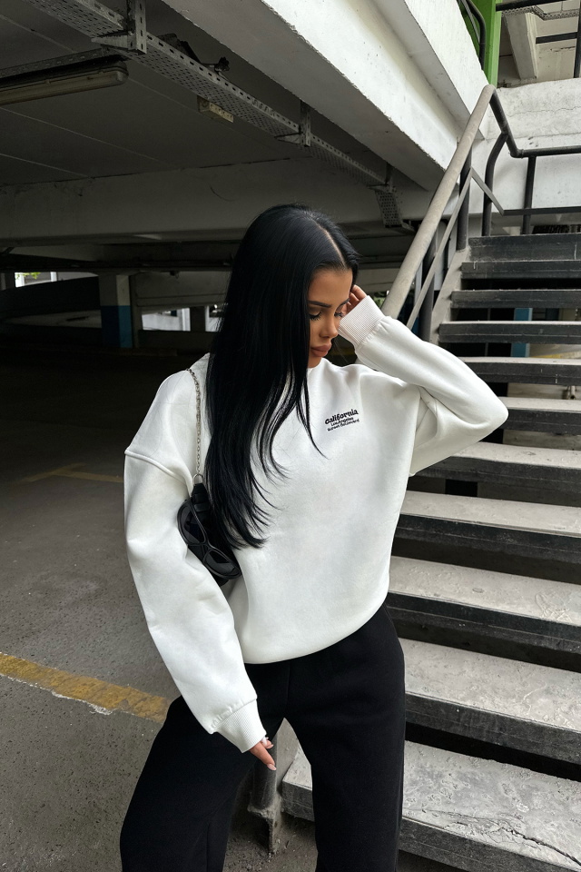 Beyaz Arkası Yazılı Sweat ATE-0279 