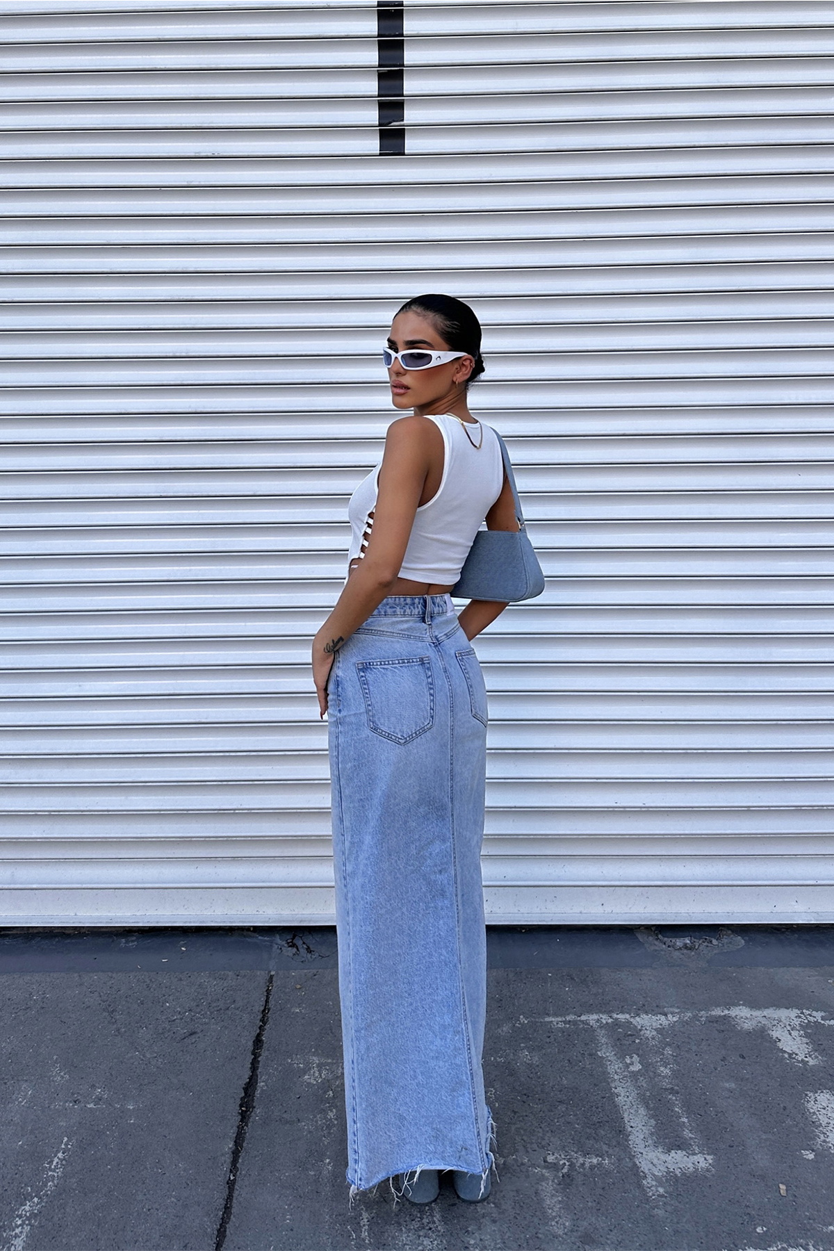 Beyaz Askılı Bağlamalı Crop Top - 5