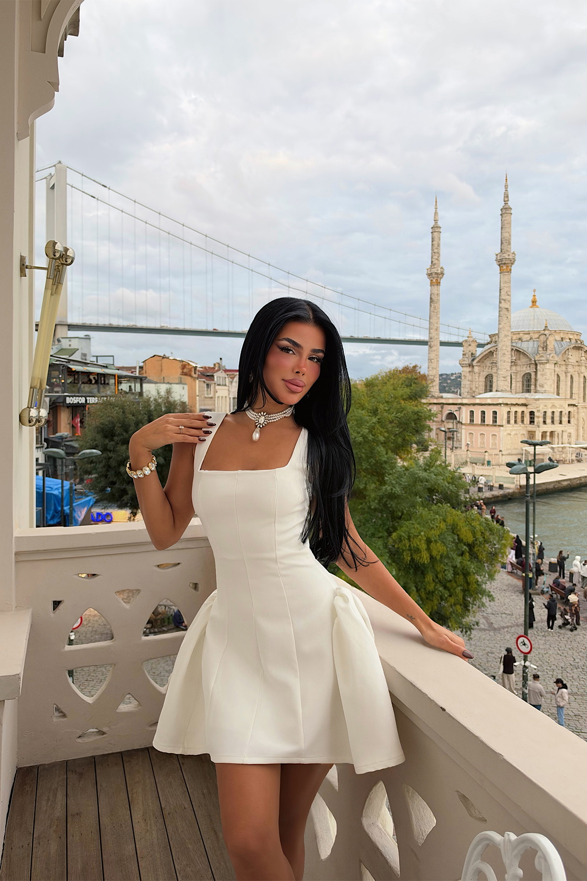 Beyaz Askılı Basic Elbise - 3