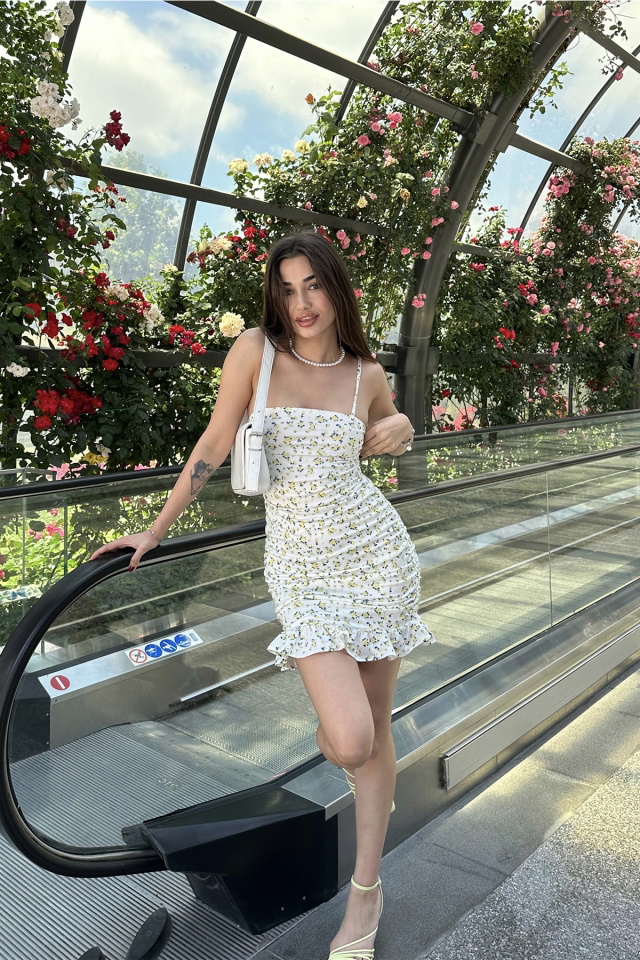 Beyaz Askılı Basic Mini Elbise ATE7143 - 4
