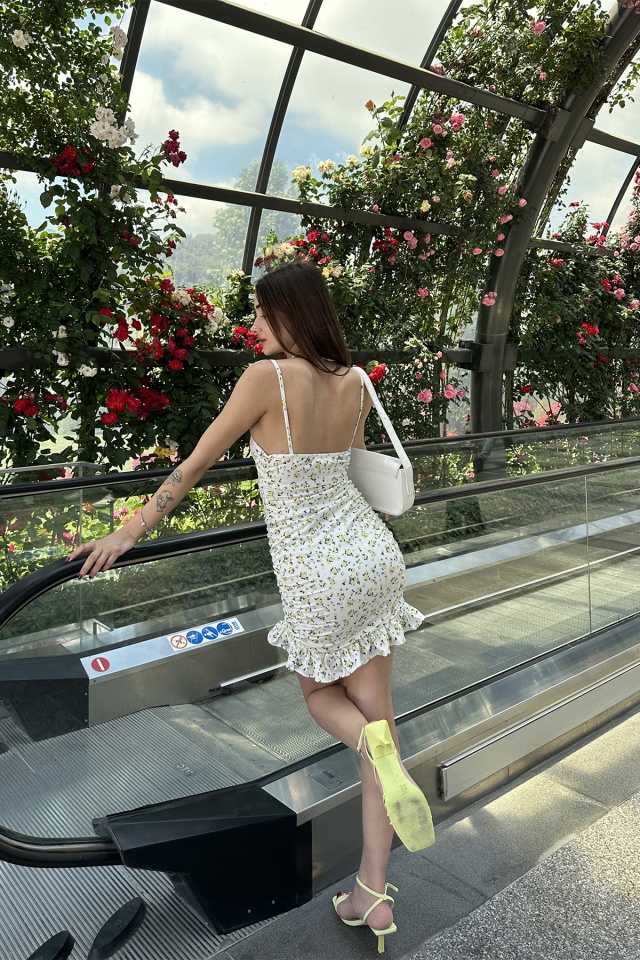 Beyaz Askılı Basic Mini Elbise ATE7143 - 6