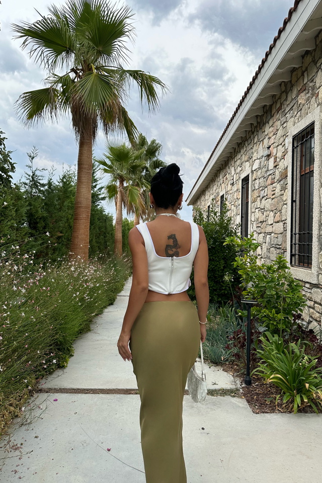 Beyaz Askılı Crop Top ATE8605 - 5