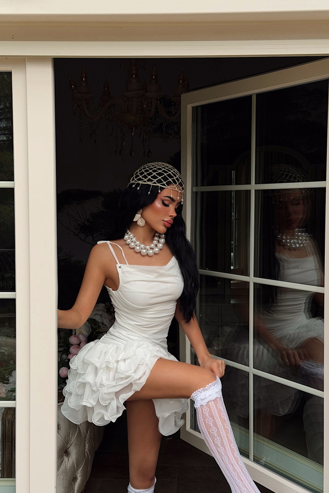  Beyaz Qunxa Elbise ATE-4837 - 2