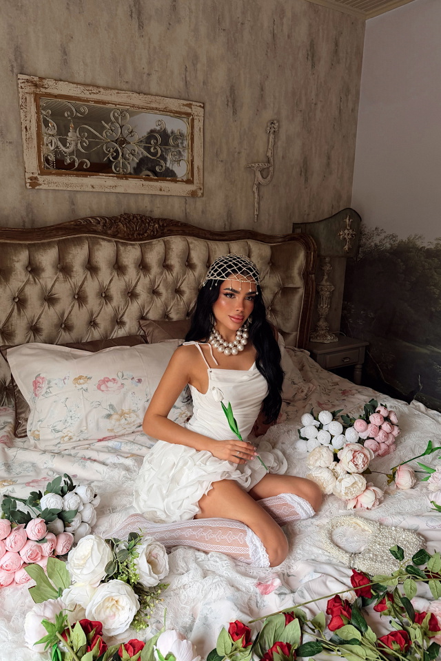  Beyaz Qunxa Elbise ATE-4837 - 5