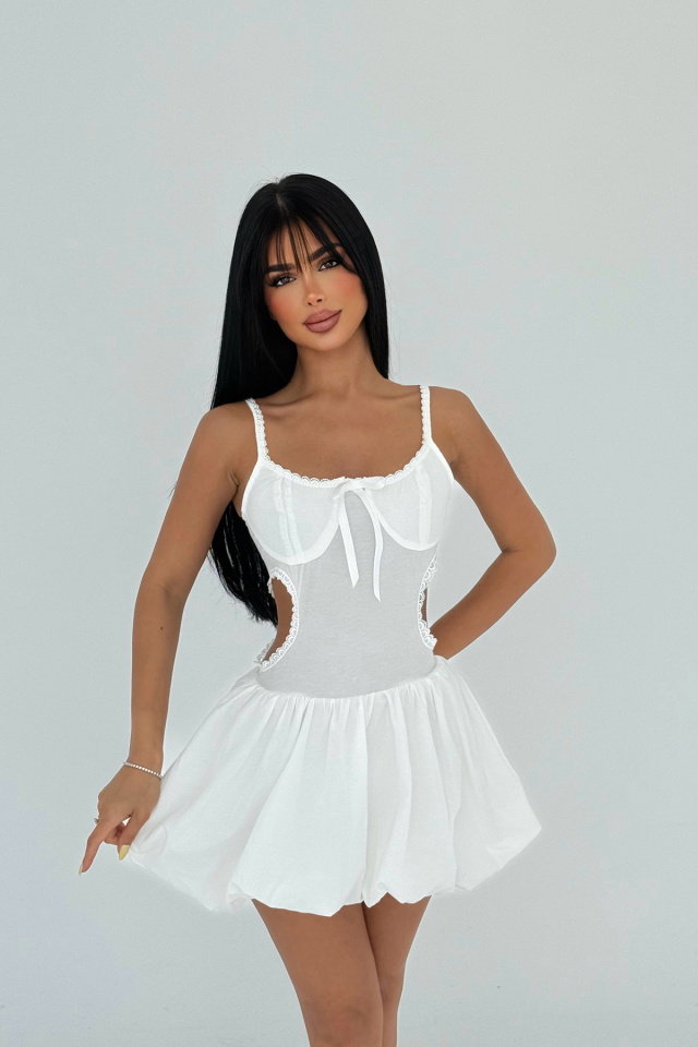 Beyaz Lissett Mini Elbise ATE-2859 