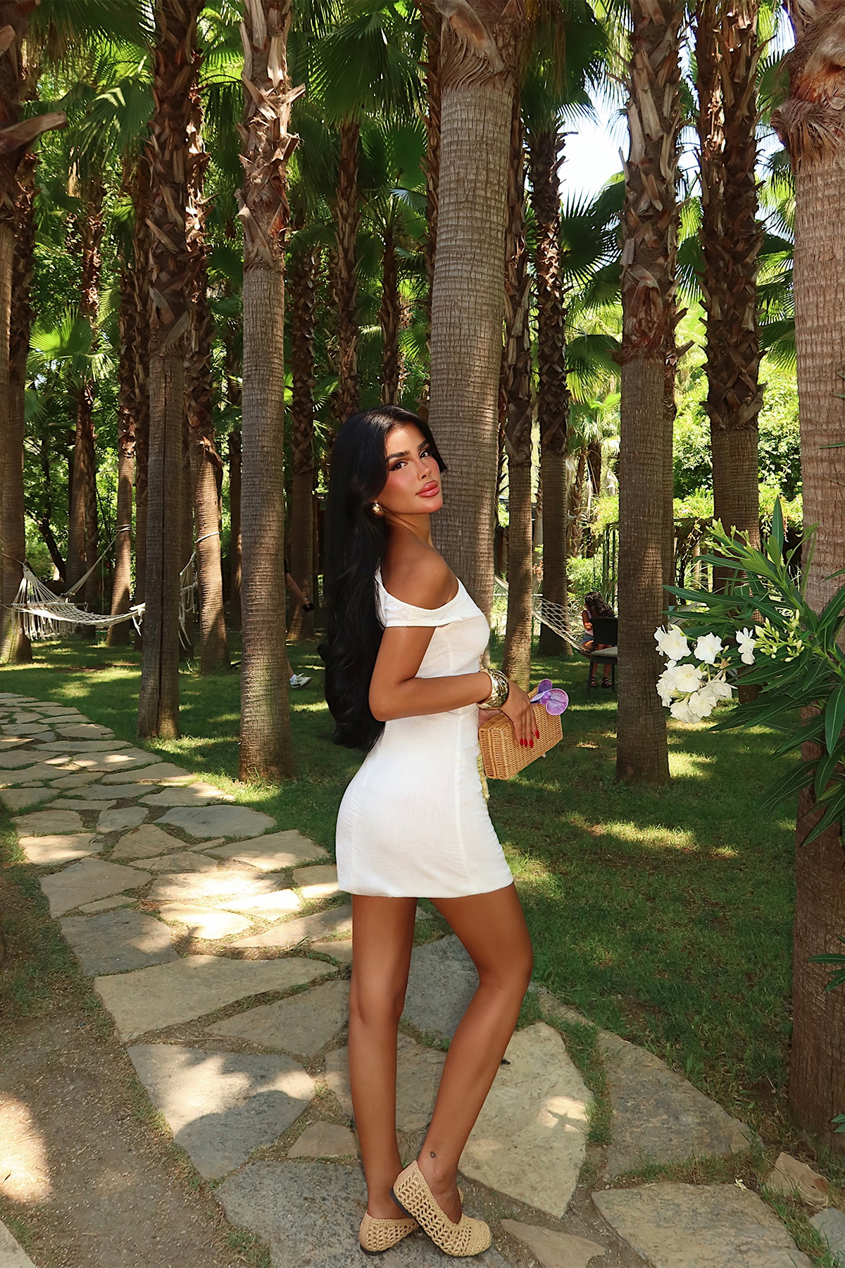 Beyaz Askılı Mini Elbise ATE3123 - 4
