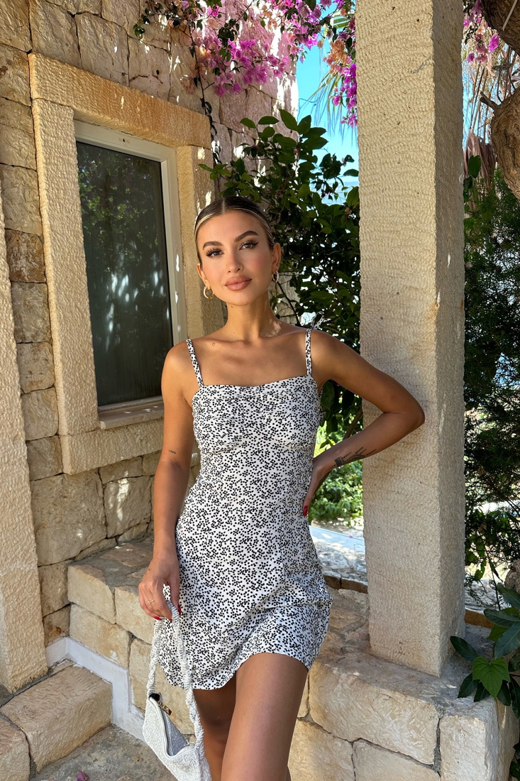 Beyaz Askılı Mini Elbise ATE7782 - EYYO