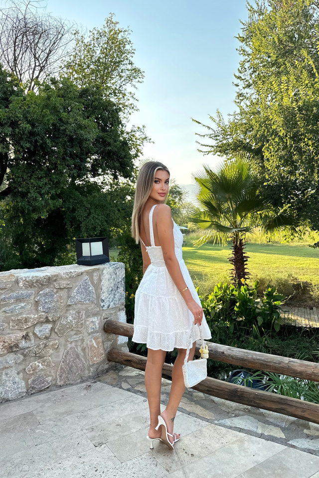 Beyaz Lovita Mini Elbise ATE8011 - 11