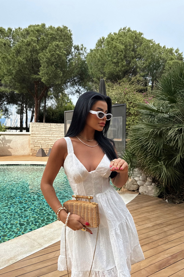 Beyaz Lovita Mini Elbise ATE8011 - 4