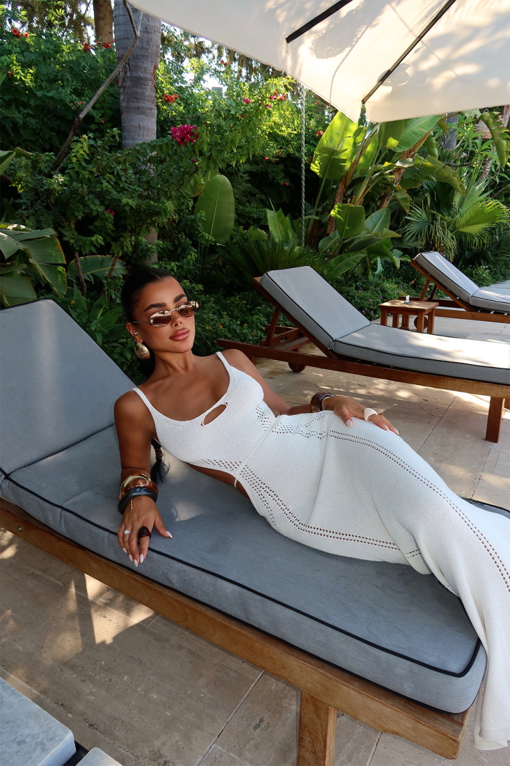 Beyaz Askılı Pencere Detay Elbise ATE-3072 - EYYO