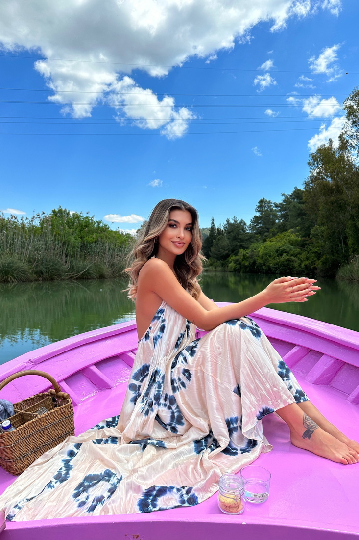 Beyaz Askılı Sırt Detay Uzun Elbise ATE7913 - EYYO