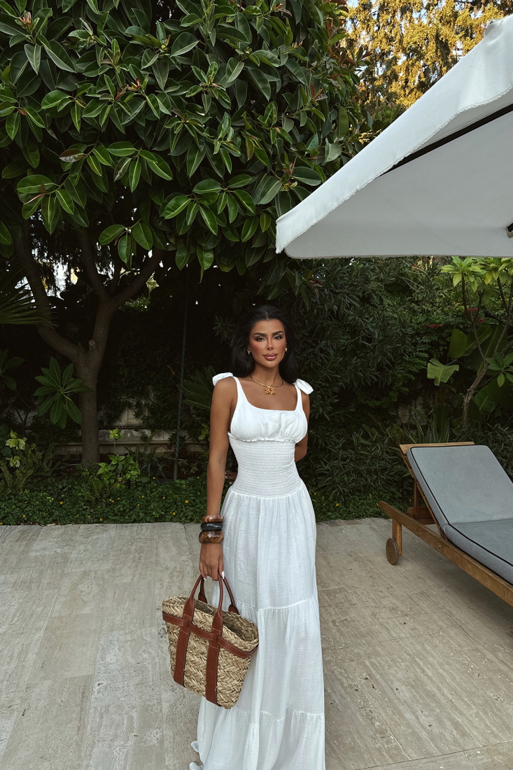 Beyaz Celia Muslin Elbise ATE-1561 - EYYO