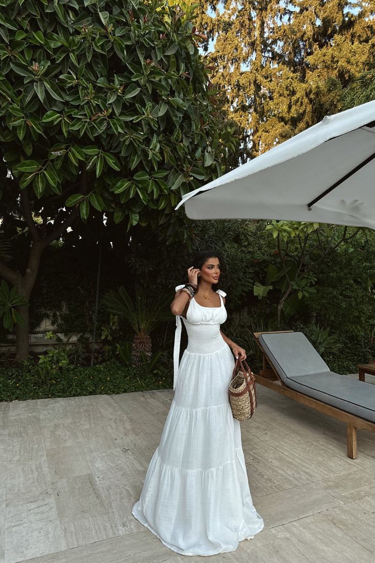 Beyaz Celia Muslin Elbise ATE-1561 - EYYO