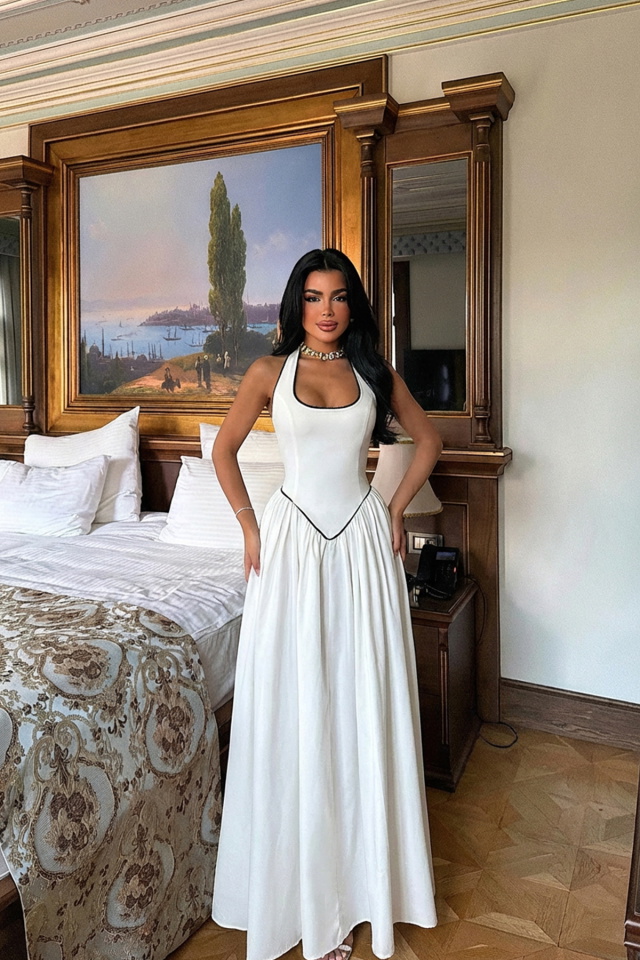 Beyaz Neyela Elbise ATE-3461 