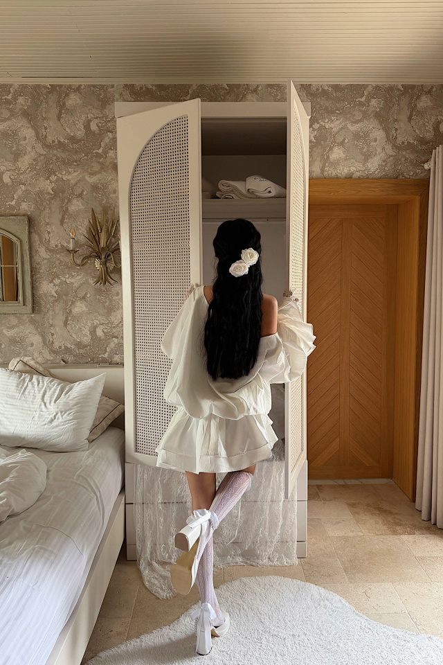 Beyaz Bağcık Detay Elbise ATE-2407 - 7