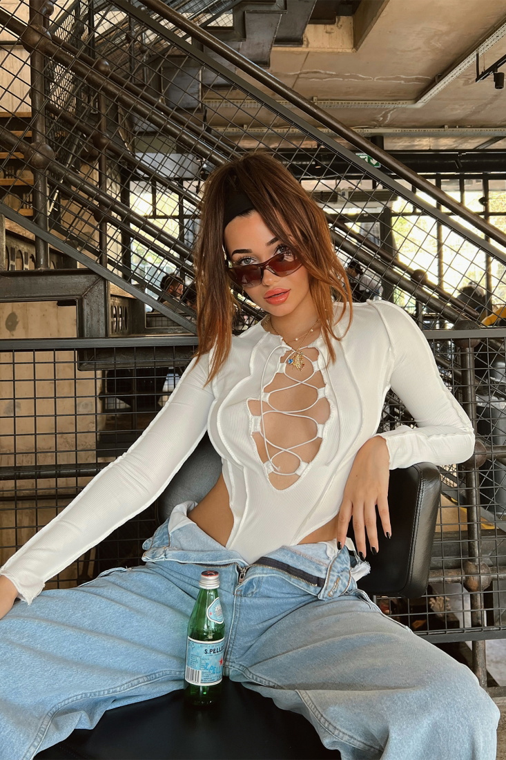 Beyaz Bağlamalı Badysuit ATE3303 - DEPPOT
