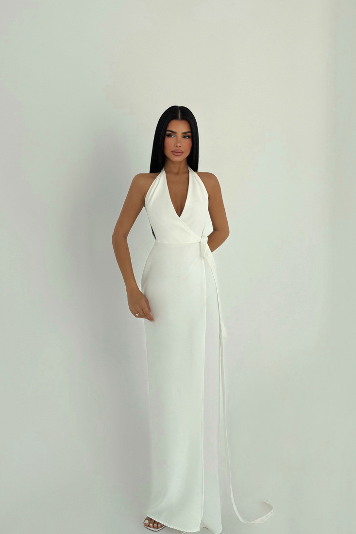 Beyaz Adria Uzun Elbise ATE-2608 - EYYO