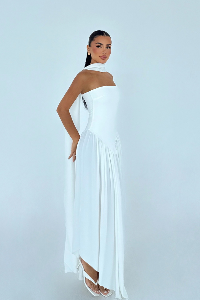 Beyaz Sinatra Uzun Elbise ATE-3501 - 2