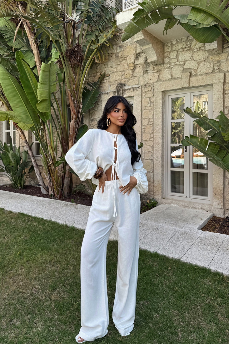 Beyaz Marlo Keten Takım ATE-2795 - EYYO