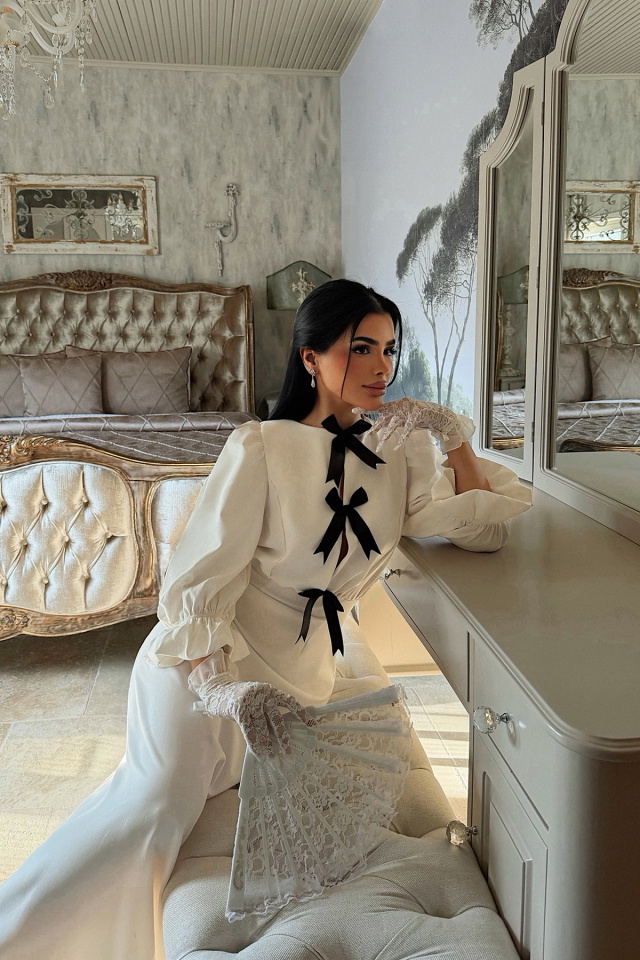 Beyaz Adelisa Fiyonklu Elbise ATE-1792 - 2