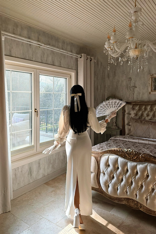 Beyaz Adelisa Fiyonklu Elbise ATE-1792 - 4