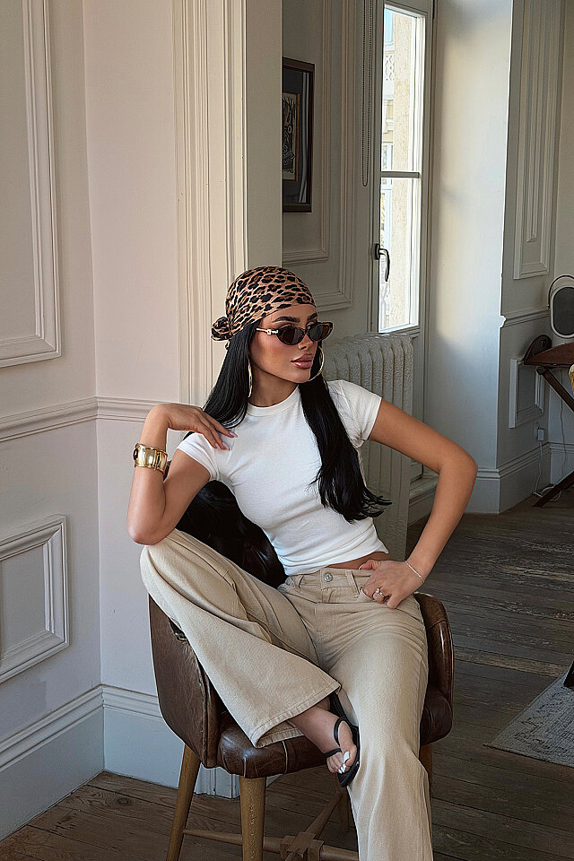 Beyaz Kebo Crop Top ATE-5134 - 2