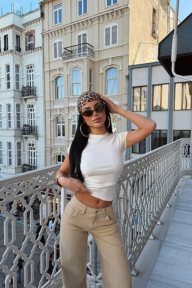 Beyaz Kebo Crop Top ATE-5134 - 3