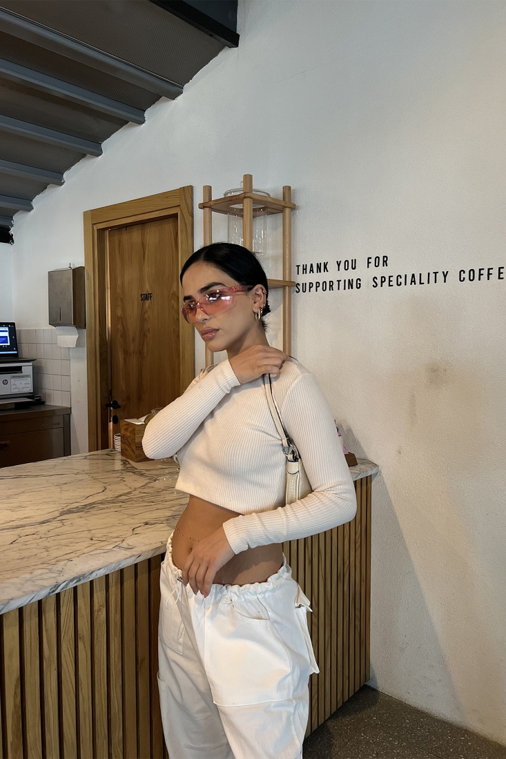 Beyaz Basic Crop Top ATE2996 - EYYO