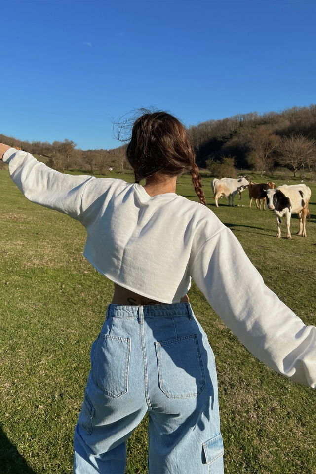 Beyaz Basic Crop Top ATE3144