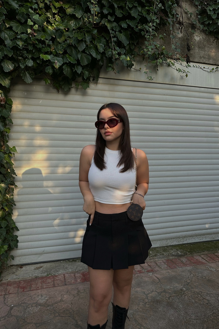 Beyaz Basic Crop Top ATE3431 - YOGİ