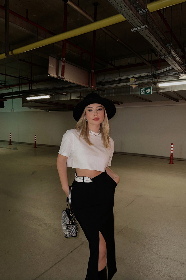 Beyaz Basic Crop Top ATE3505 - 1