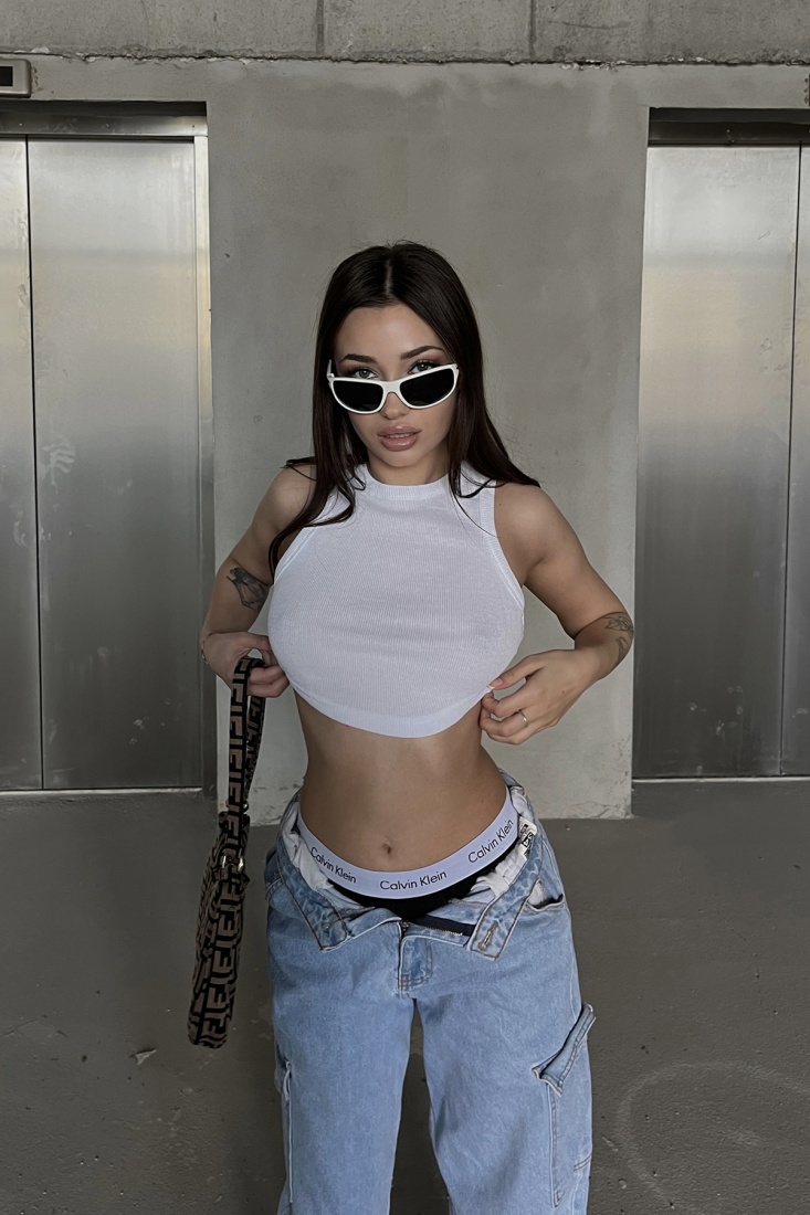 Beyaz Basic Crop Top ATE3924 - EYYO