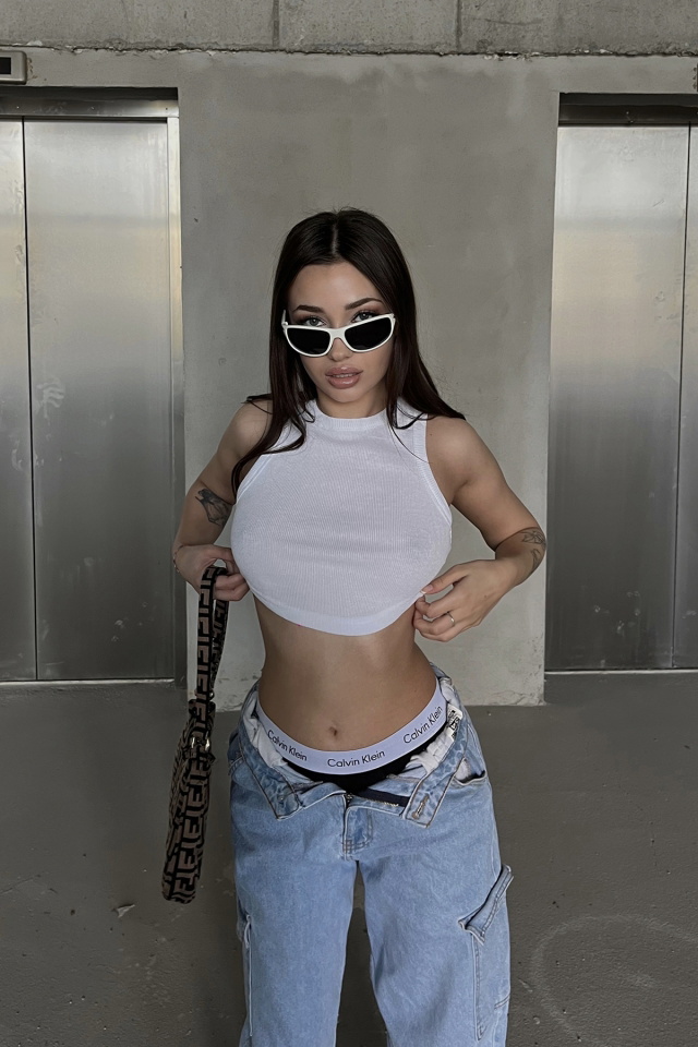 Beyaz Basic Crop Top ATE3924