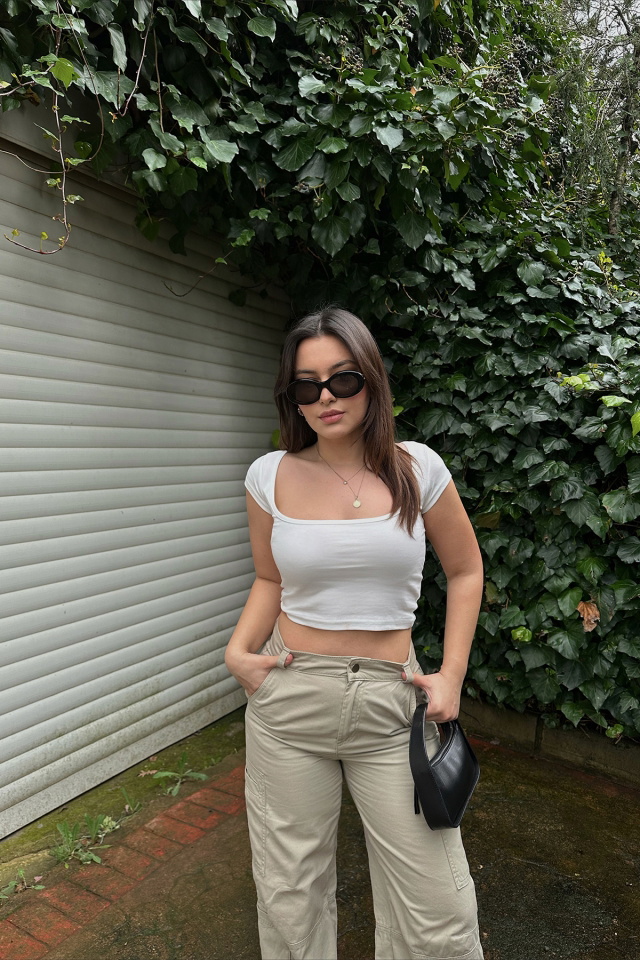 Beyaz Basic Crop Top ATE4719 