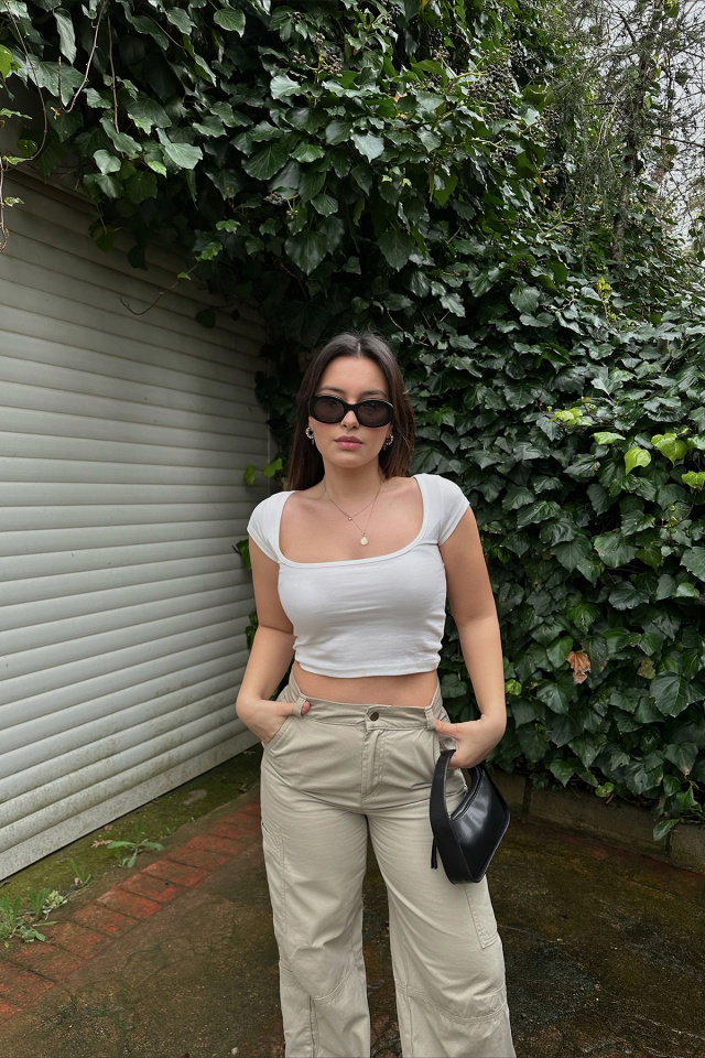 Beyaz Basic Crop Top ATE4719 - 2
