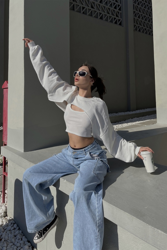 Beyaz İkili Crop Top