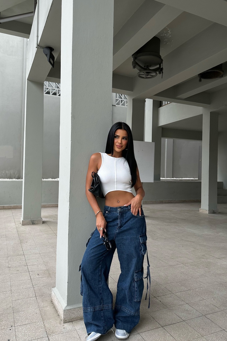 Beyaz Basic Crop Top ATE7989 - EYYO