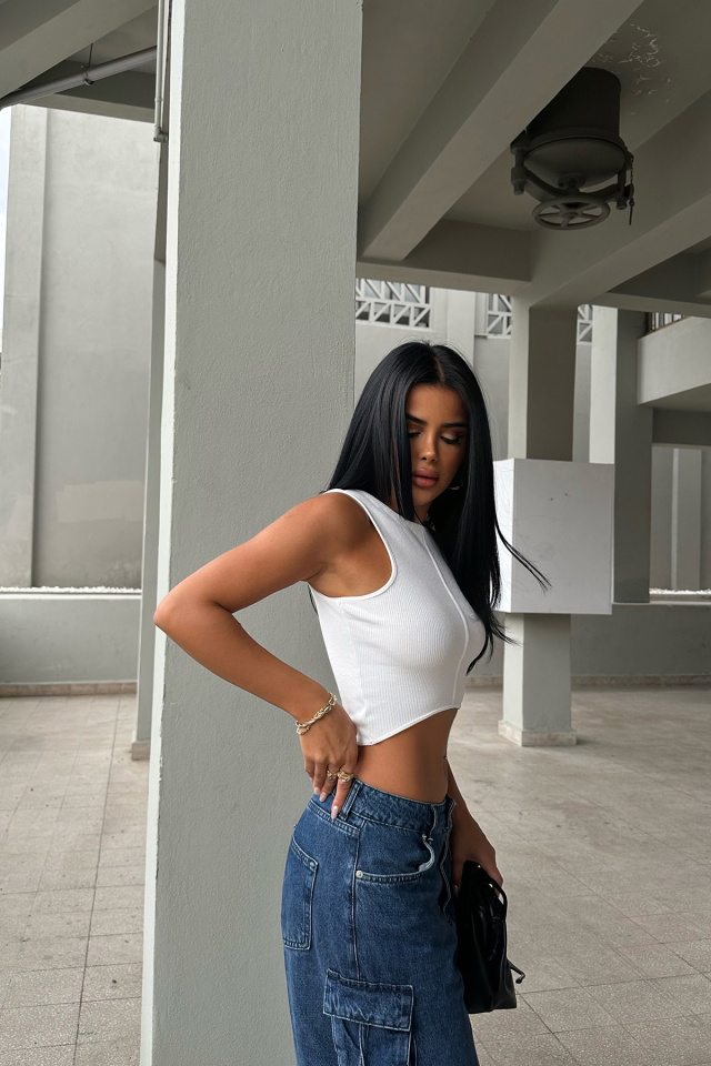 Beyaz Basic Crop Top ATE7989 - 4