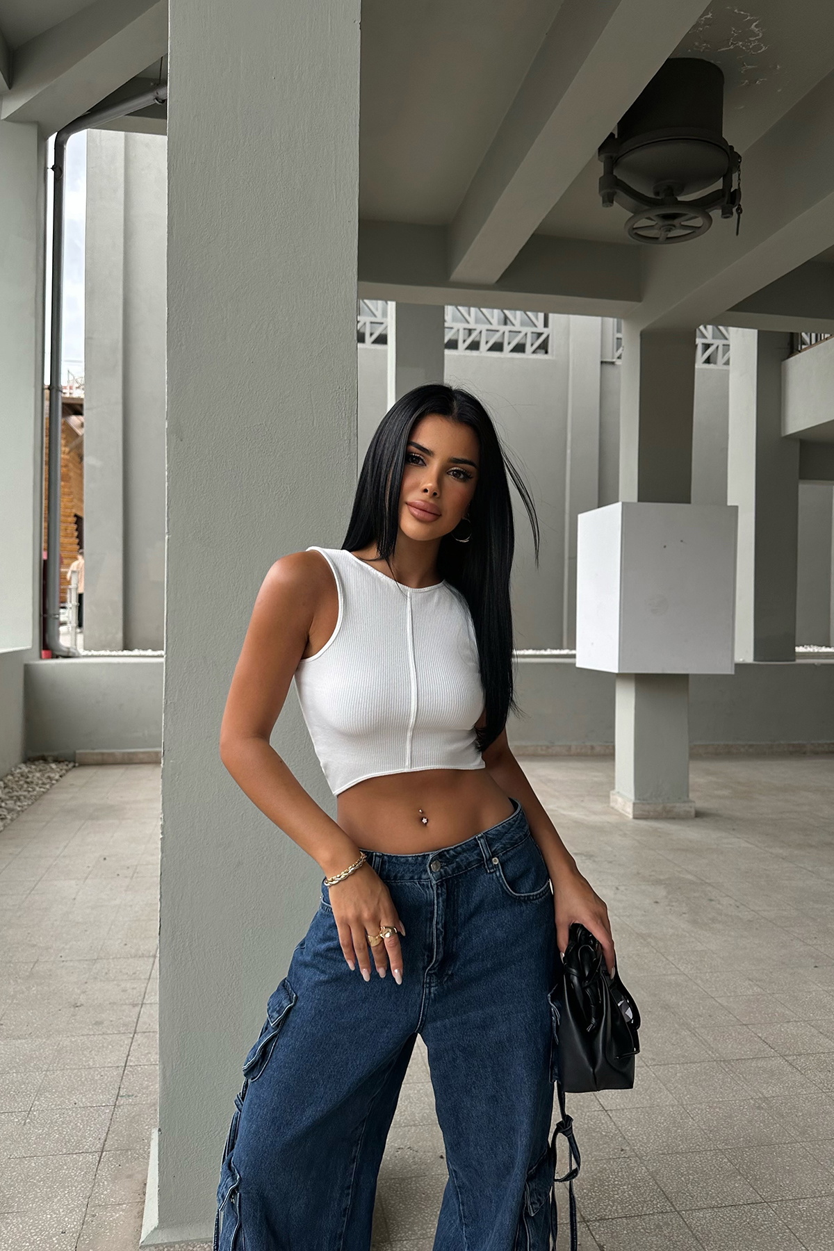 Beyaz Basic Crop Top ATE7989 - 3