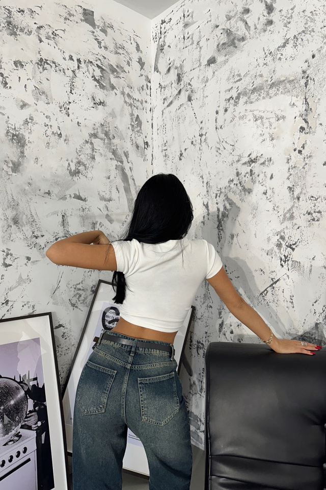 Beyaz Basic Crop Top ATE8351 - 5