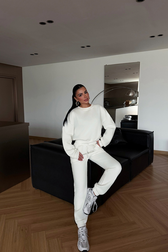 Beyaz Basic Eşofman Takım ATE-4726 - 3