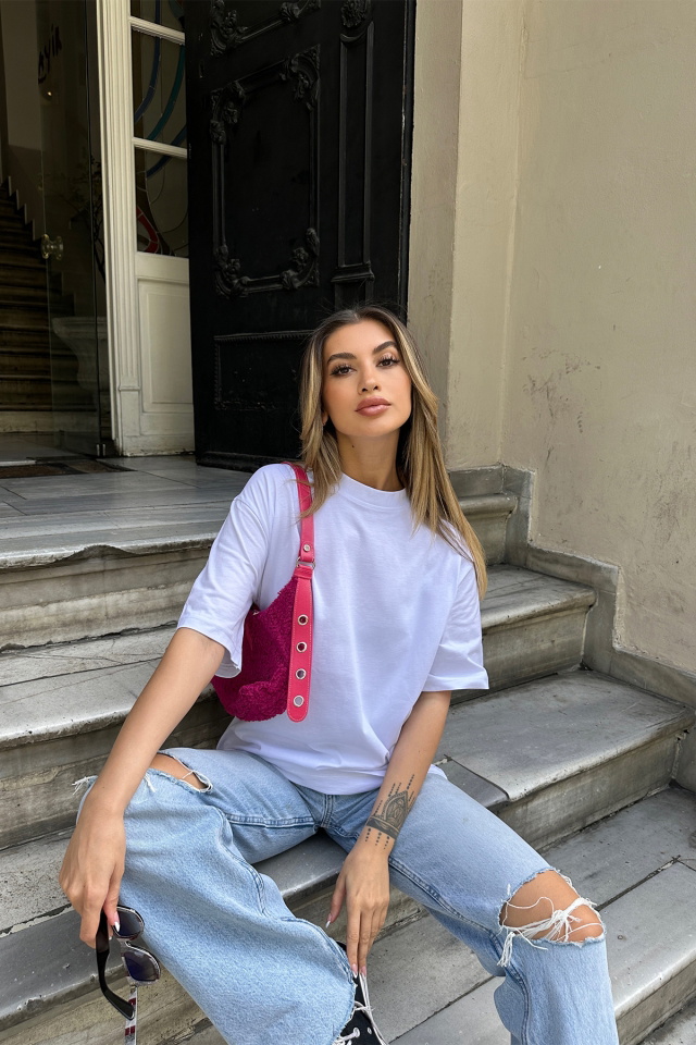 Beyaz Basic Tişört ATE6106 