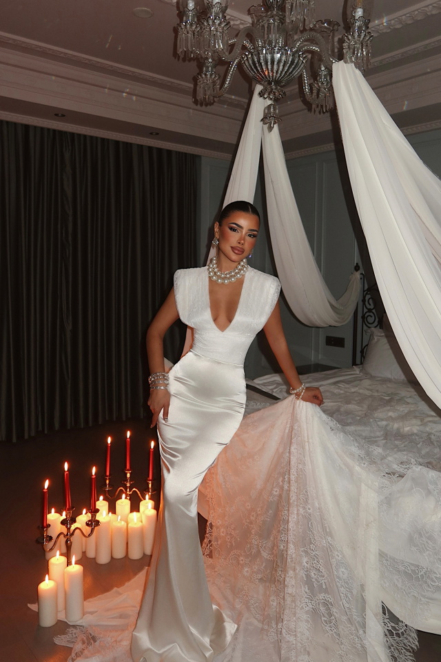 Beyaz Atlesta Elbise ATE-5257 - 1