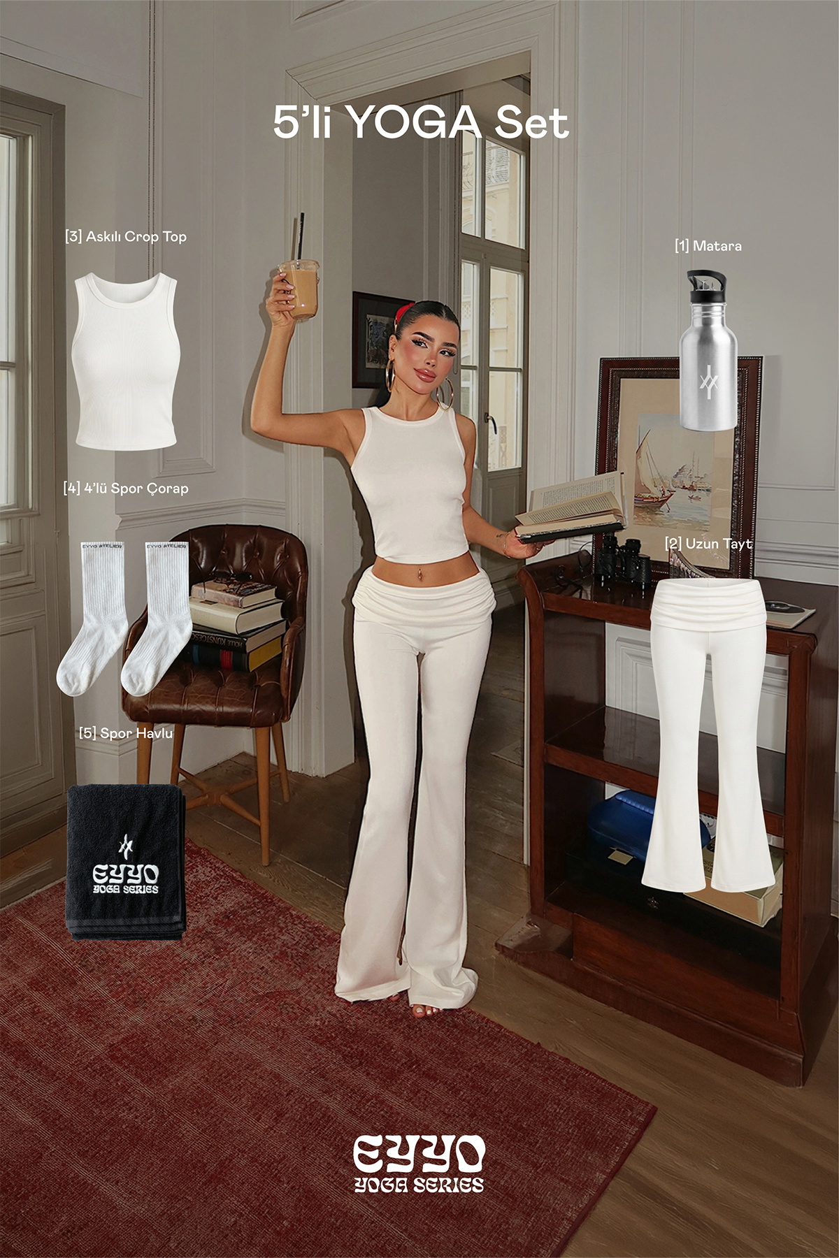 Beyaz Bisu 5'li Yoga Set - 1