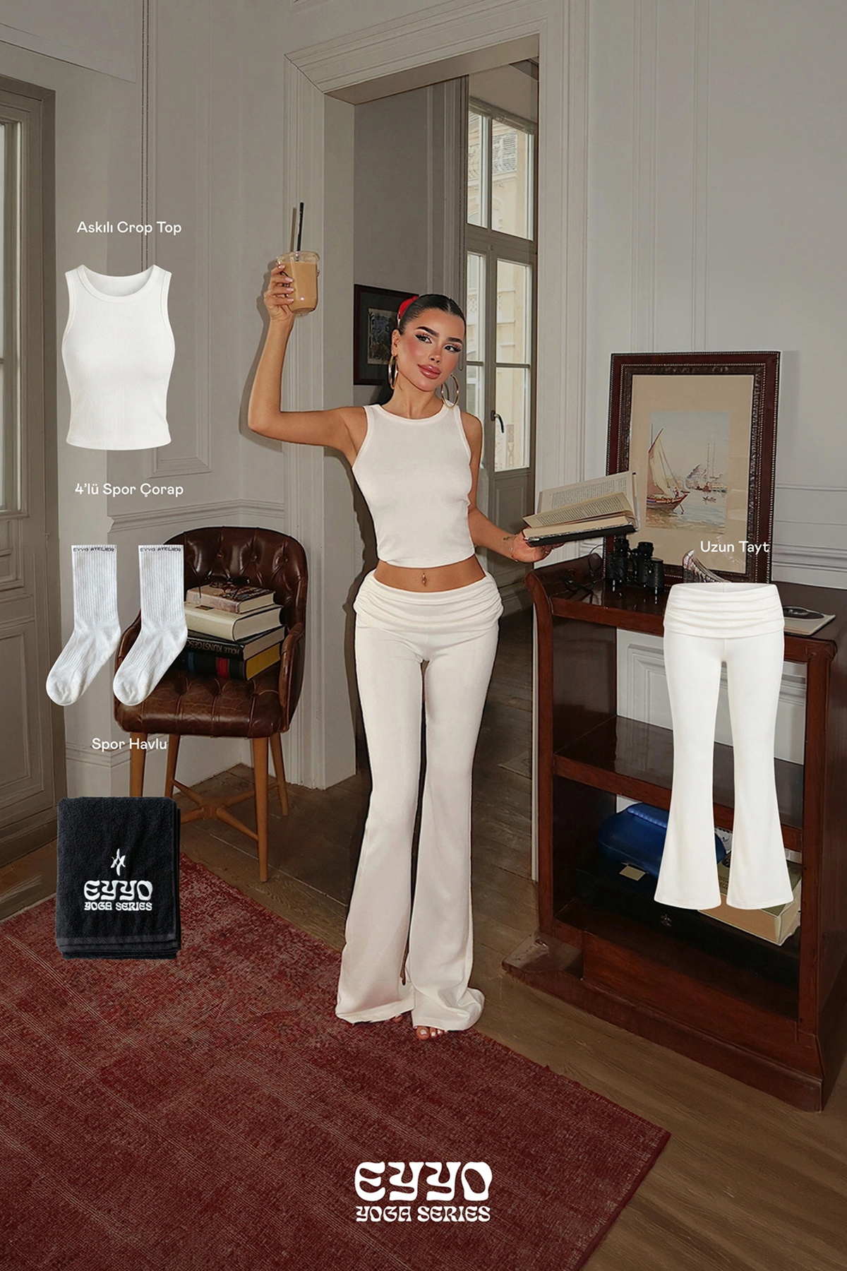 Beyaz Bisu 4'lü Yoga Set - 1