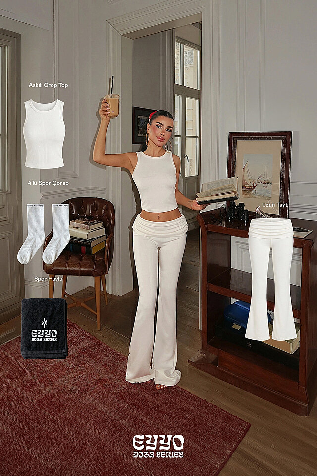 Beyaz Bisu 4'lü Yoga Set -