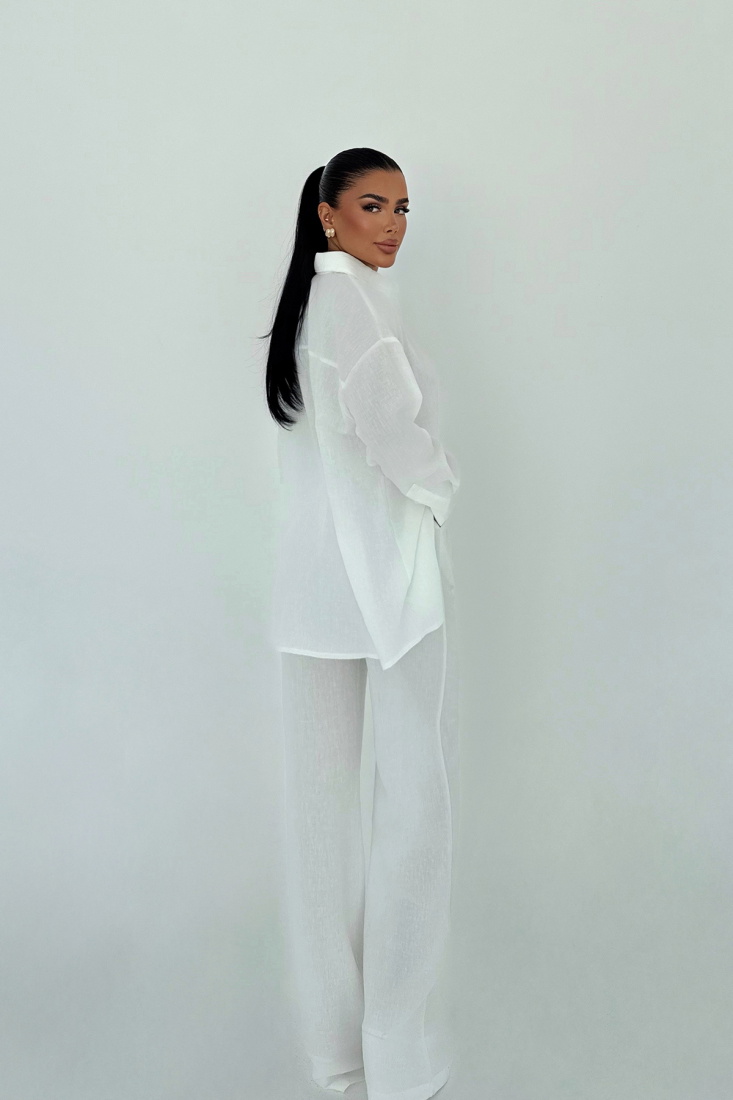 Beyaz Cep Detay Pantolonlu Takım ATE-3246 - EYYO