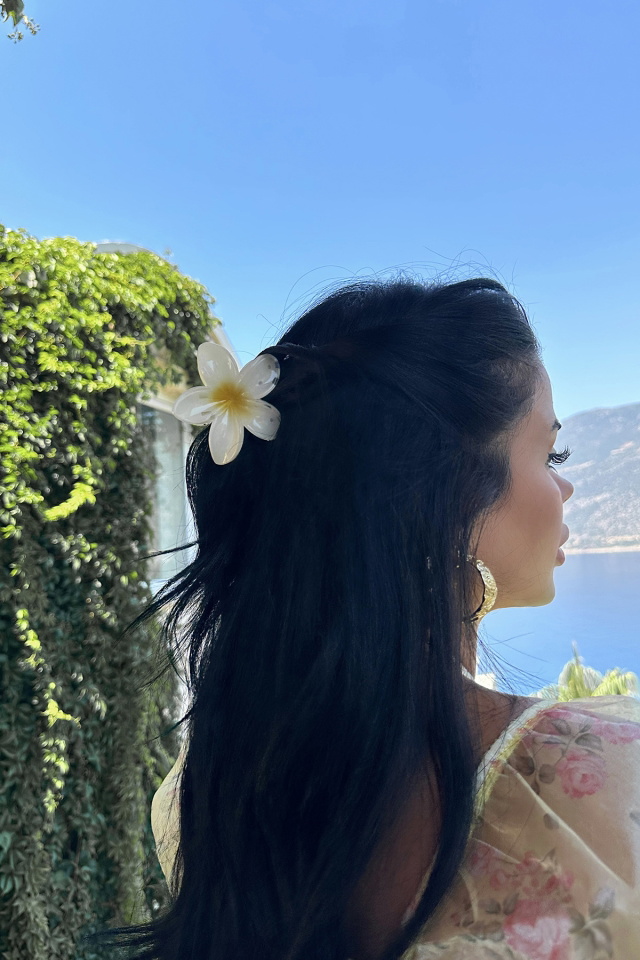 Beyaz Çiçekli Lotus Toka ATEL2214 - 2